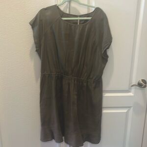 Vince Camuto Linen Olive Green Dress